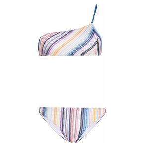Missoni Multicolor Striped One-Shoulder Bikini — Blue Strap